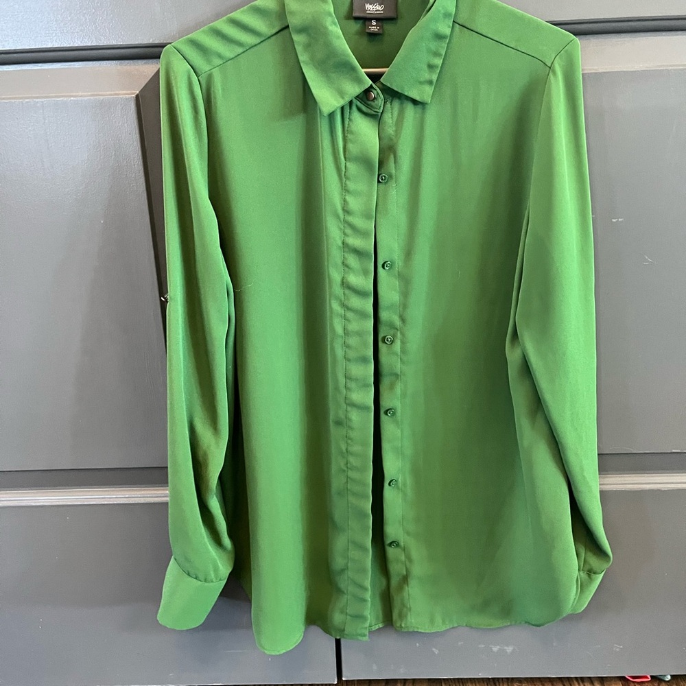 Green Button-Up Blouse